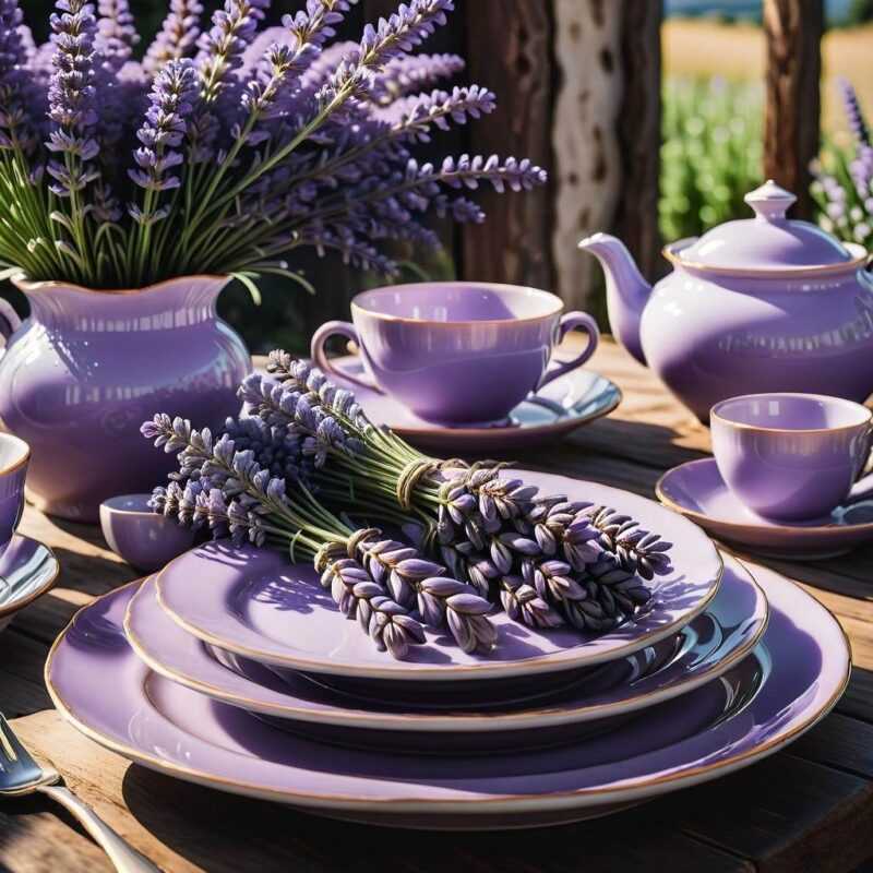 Elegancki komplet do serwowania w kolorze lawendy